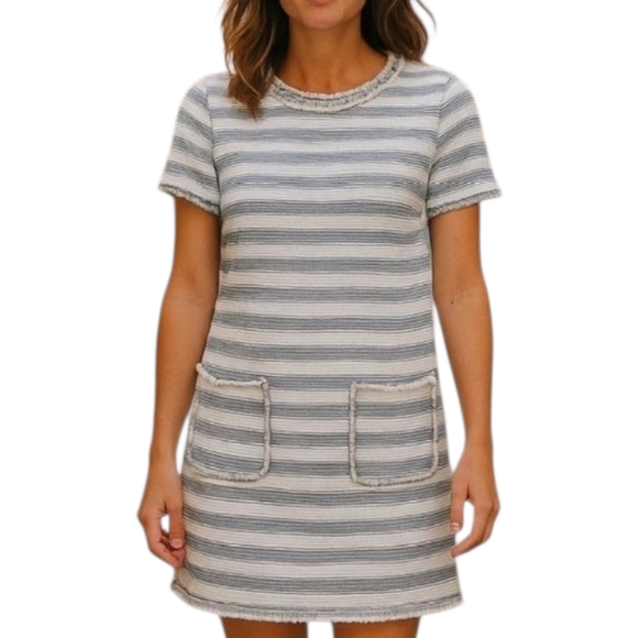 MICHAEL KORS DRESS METALLIC AND STRIPES SIZE 8 IN VERY GOOD CONDITION - Picture 1 of 10